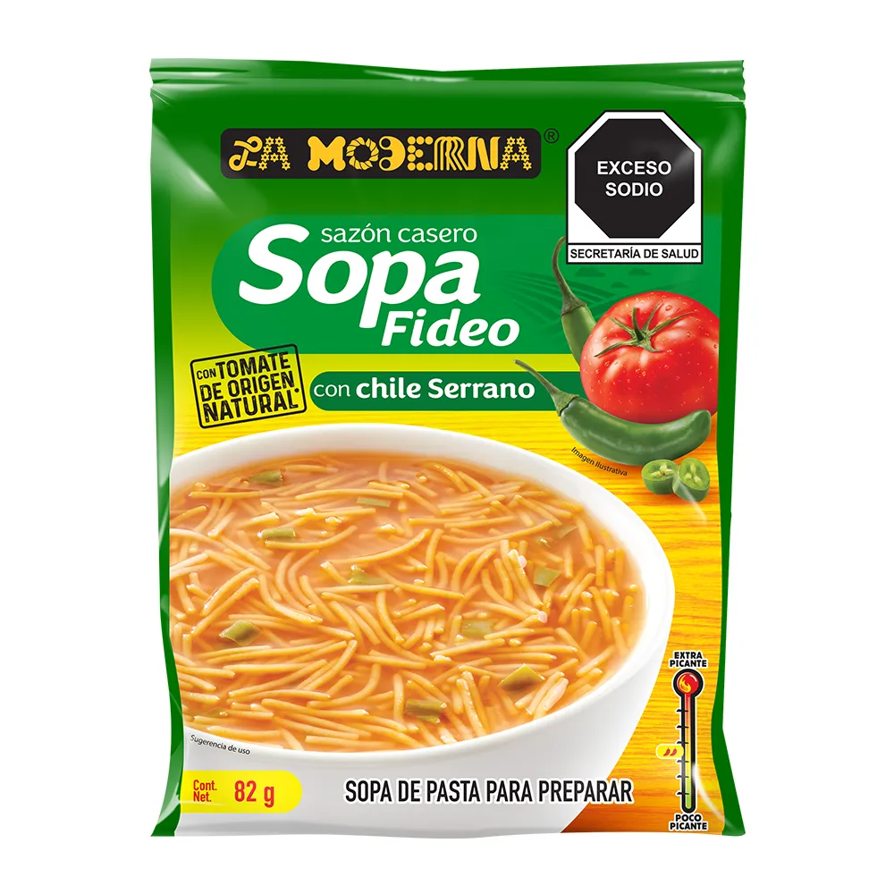 Sopa De Fideo con chile serrano La Moderna 82 g