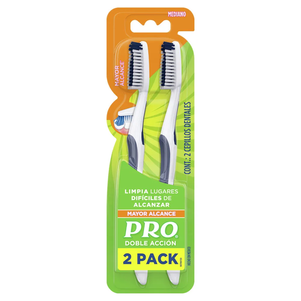 Cepillo Dental 2X1 Doble Accion Mediano Pro 2 Pza