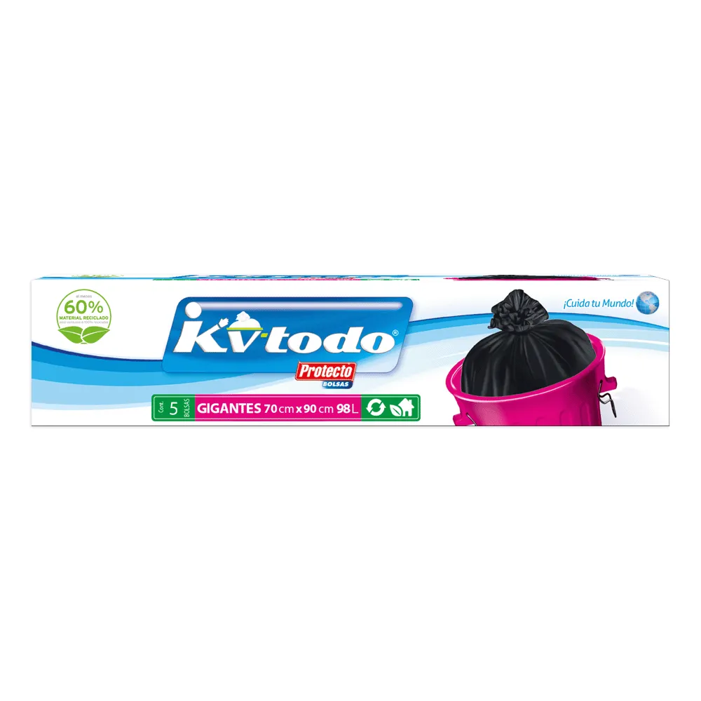 Bolsa para Basura 70X90 Gigante Biodegradable Negra Kv-Todo 5 Pza