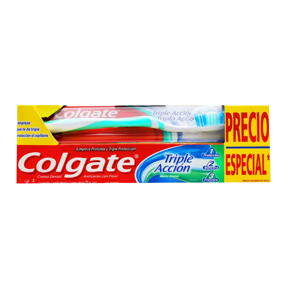 Kit Cepillo Dental Mas Crema Triple Accion 75 Mlt