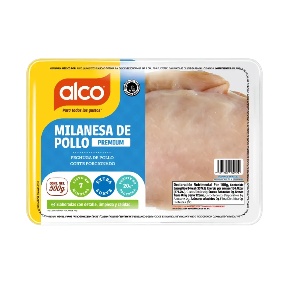 Milanesa De Pollo Premium Alco 500 Gr