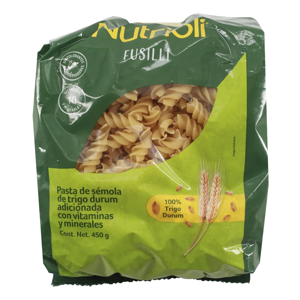 PASTA PARA SOPA FUSILLI . NUTRIOLI 450 GRAMOS