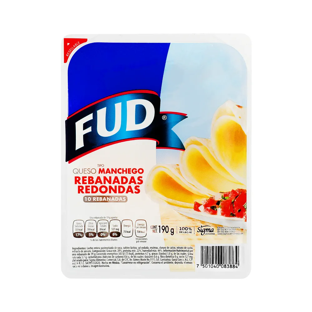 Queso Manchego Rebanado Fud 190 g
