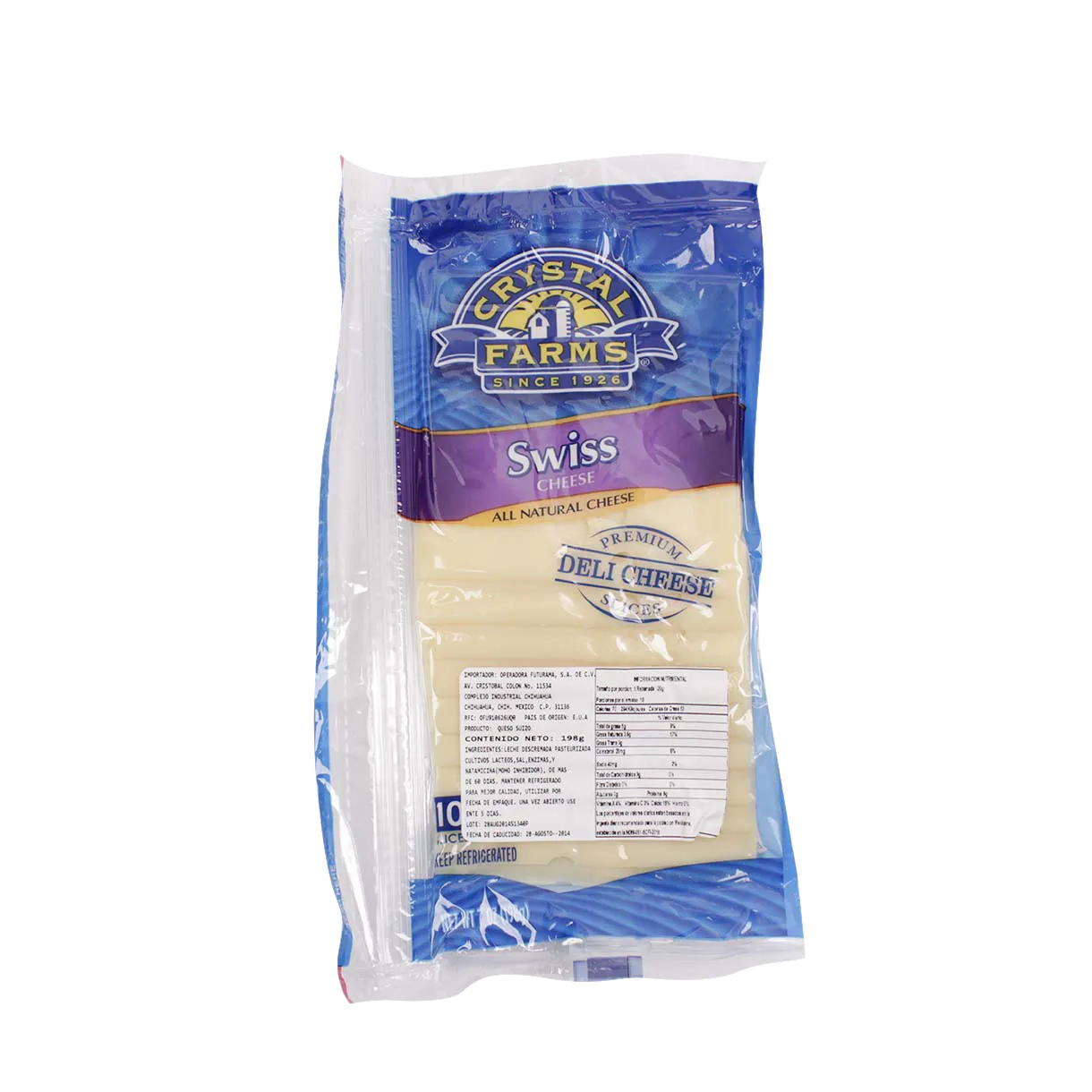 Queso Swiss Rebanado Crystal Farms 227 g