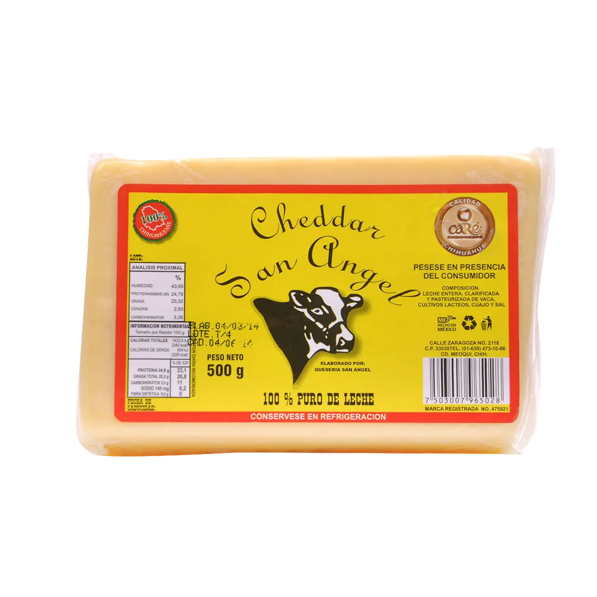 Queso Cheddar San Angel 500 g