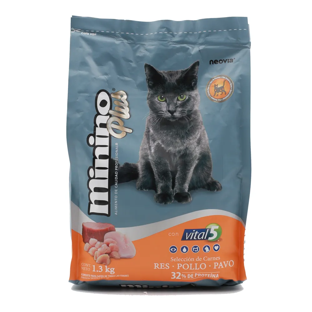 Alimento Seco Para Gato Res Pollo & Pavo Minino Plus 1.3 Kg