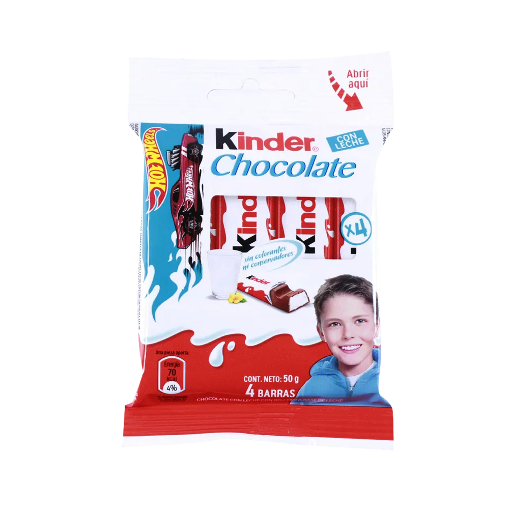 Barras Chocolate Con Leche 4Pz Kinder 50 g
