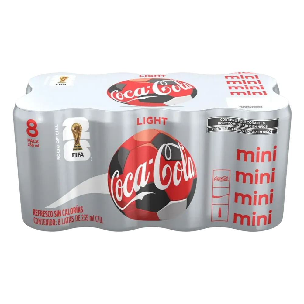 Refresco 8 Pack Minilata Ligth Coca cola 235 Ml