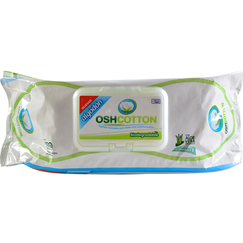 Toallitas Humedas para Bebe Aloe Y Vit E Oshcotton 100 Pza