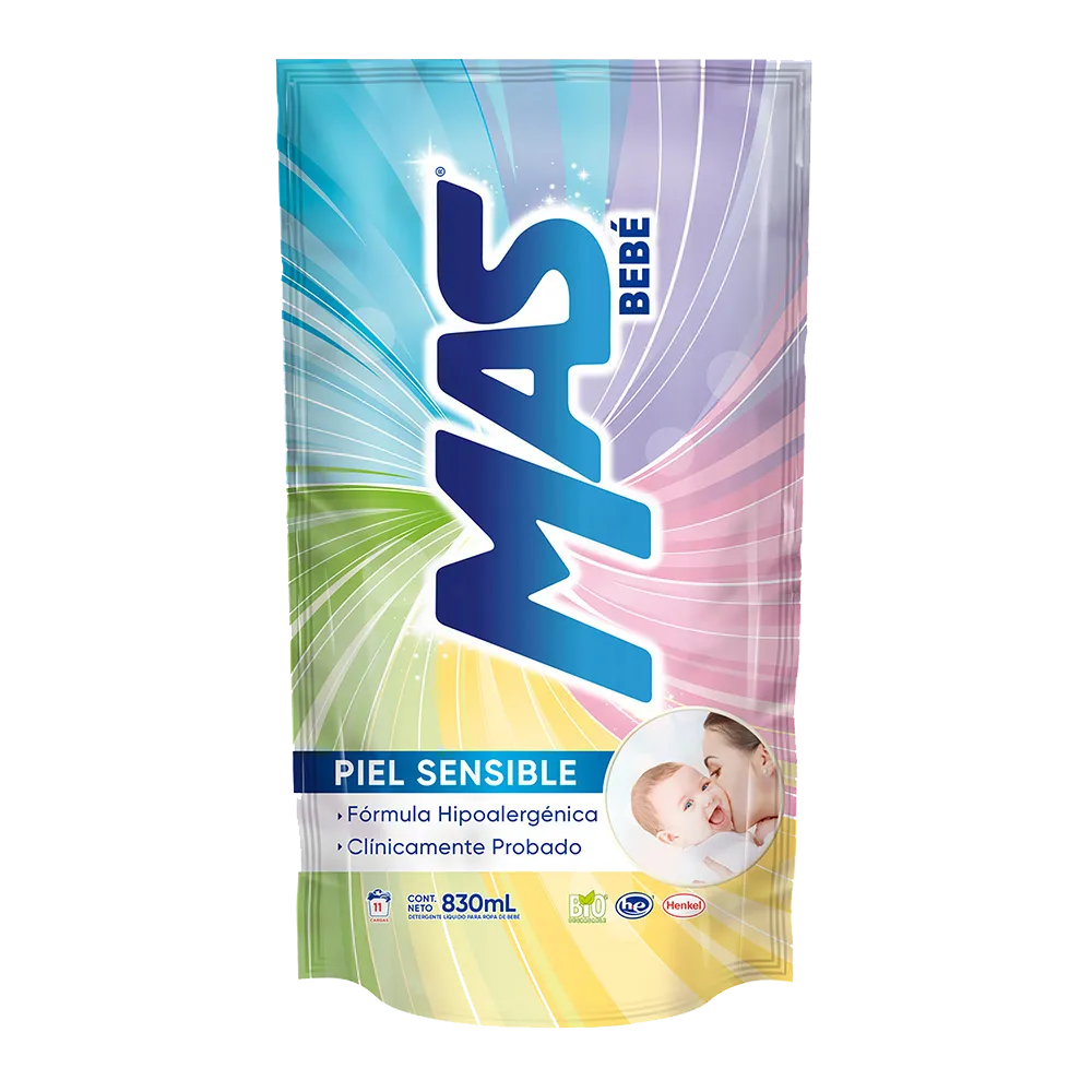 DETERGENTE LIQUIDO HIPOALERGENICO MAS BEBE 830 MILILI
