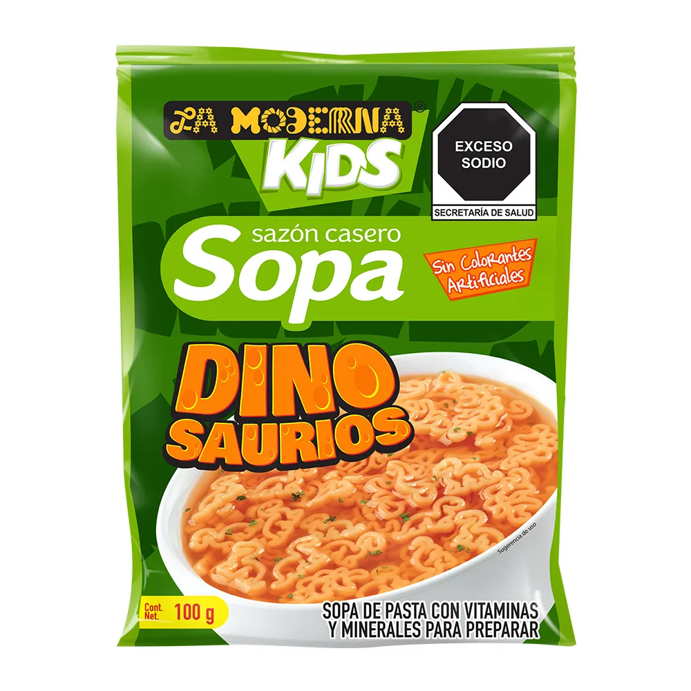 Pasta Para Sopa Kids Dino Figuras La Moderna 100 g