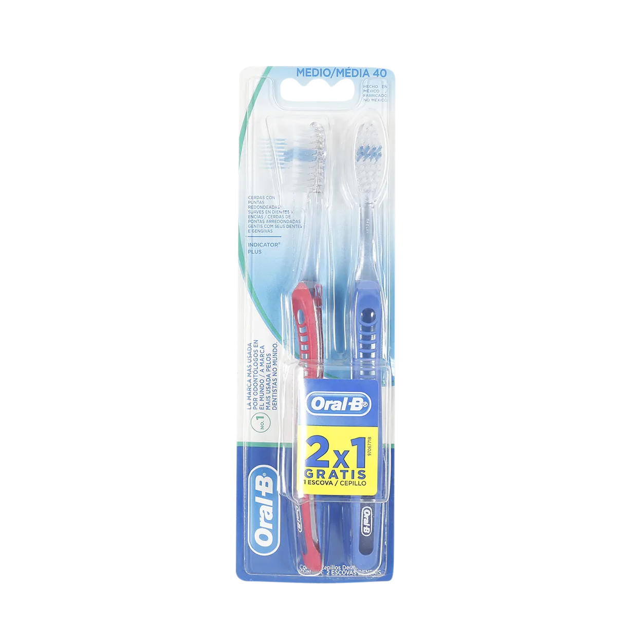 Cepillo Dental 2X1 Indicator Plus Mediano Oral B 2 Pza
