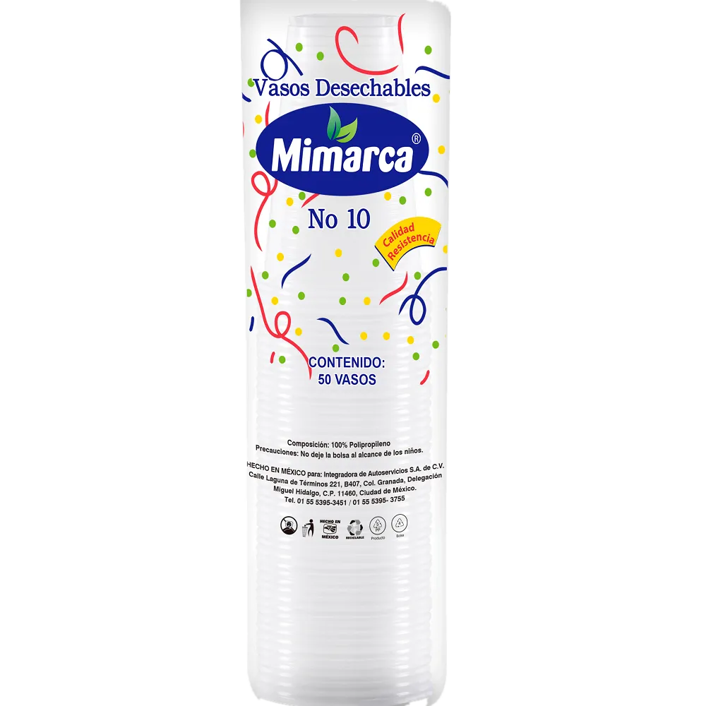 Vaso Desechable Natural No.10 Mimarca 50 Pza