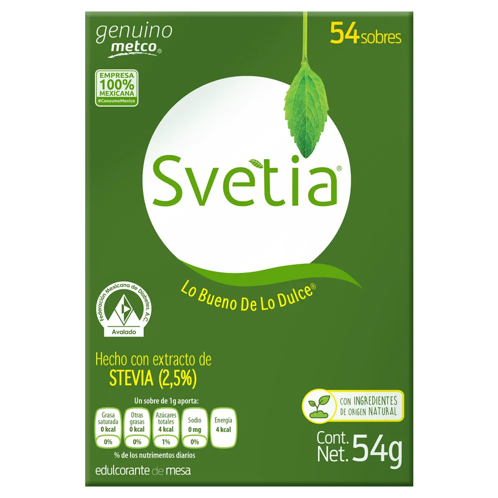 Endulzante Con Extracto De Stevia 2.94% Svetia 54 Sobres