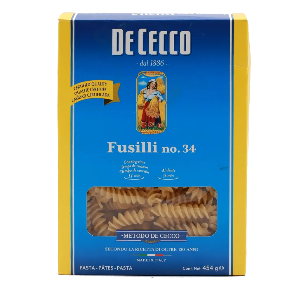 Pasta Para Sopa Fusilli De Semola De Cecco 454 Gr