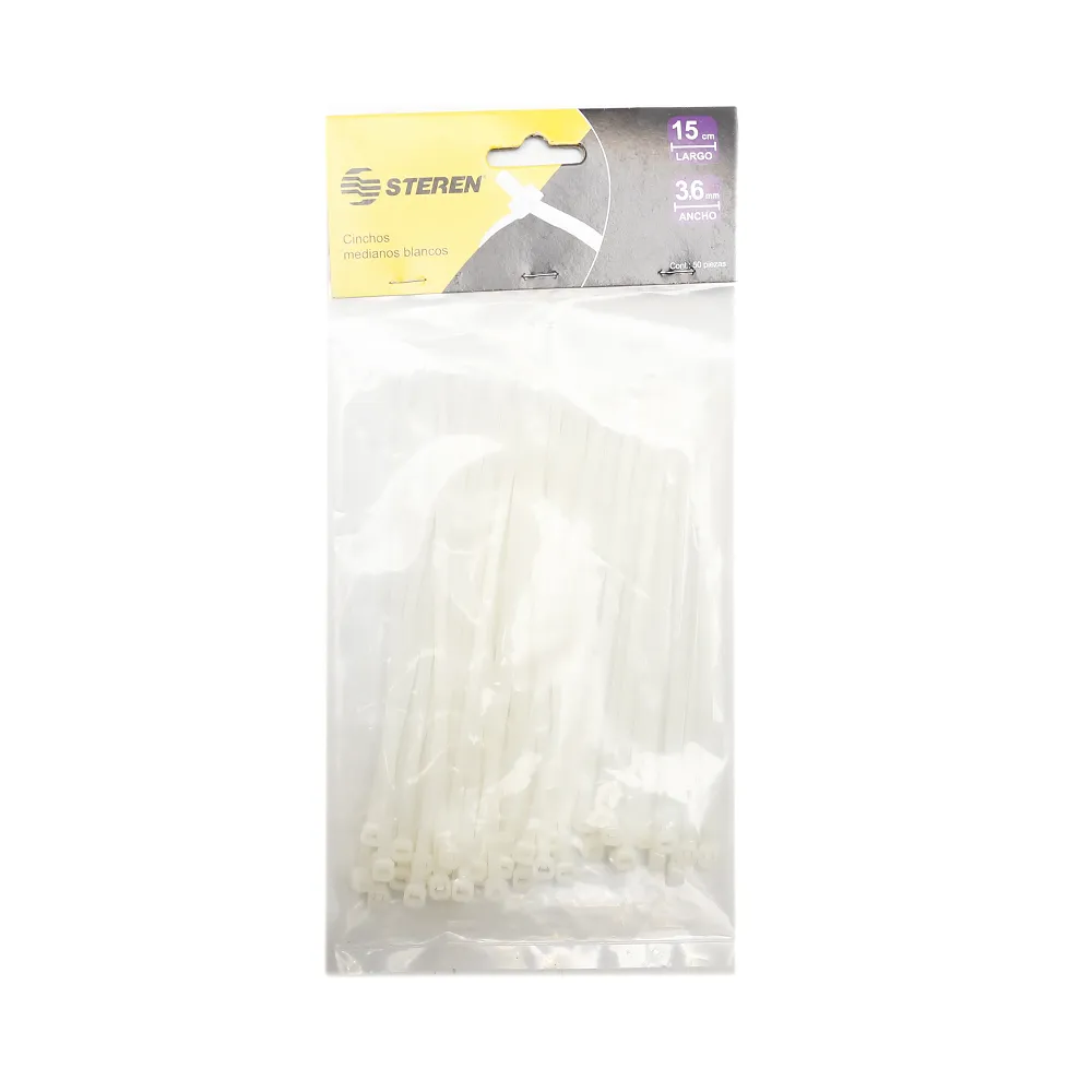 Bolsa De 50 Cinchos 15 Cm Blancos Steren 1 Pz