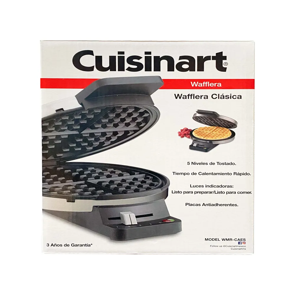 WAFFLERA CLASICA HORIZONTAL Acero Inox CUISINART 1 PIEZA