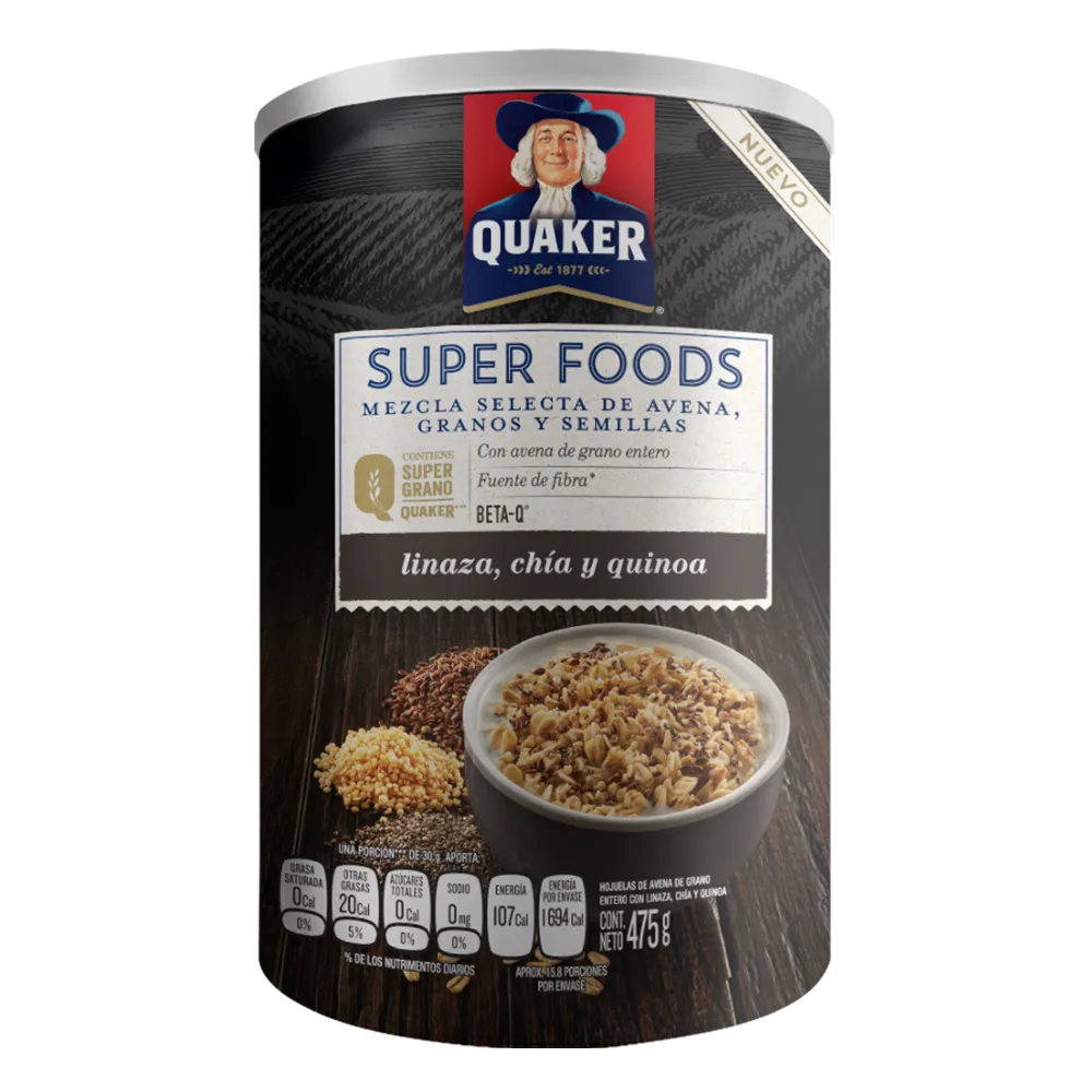 Bote Mezcla Selecta Super Foods Linaza Chia Y Quinoa Quaker 475 Gr
