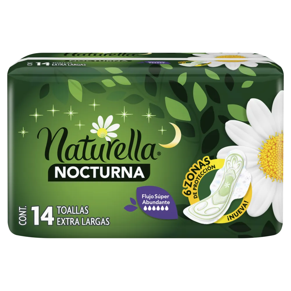 Toalla con Alas Nocturna Extra Larga Naturella 14 Pza