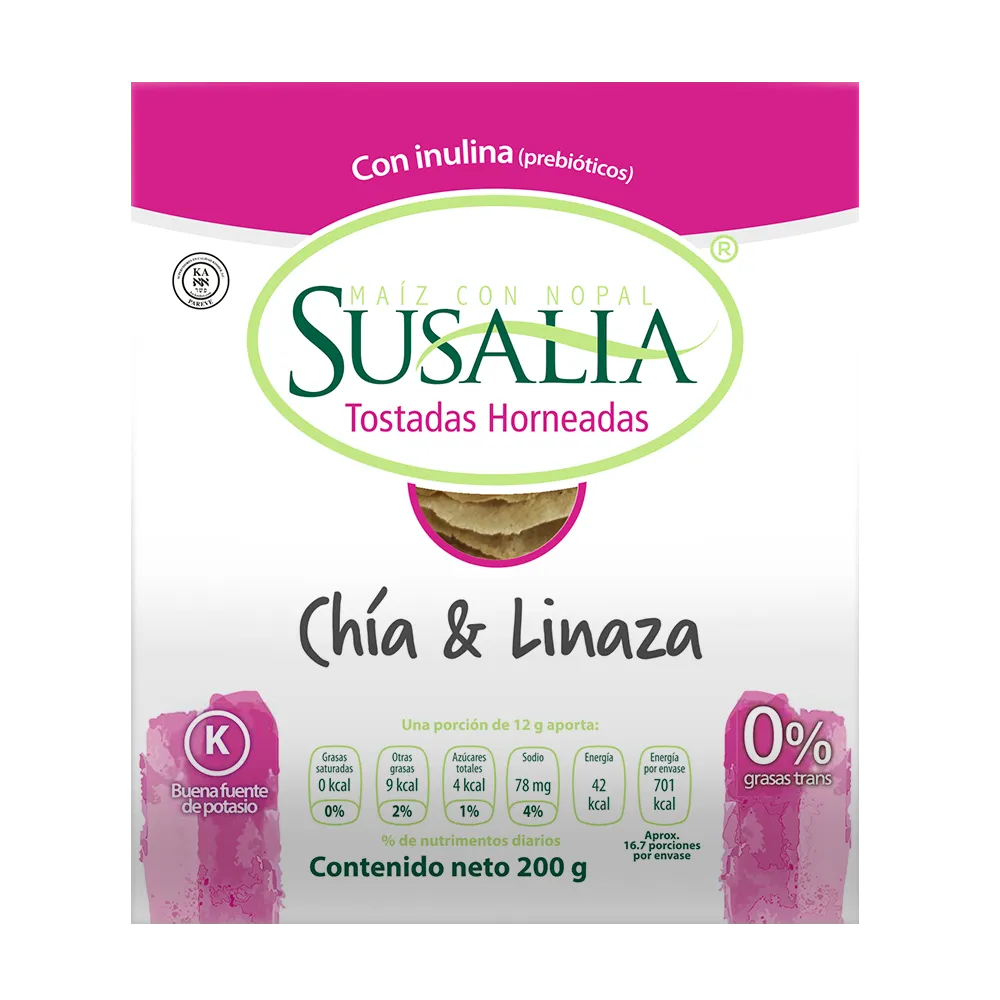 Tostadas Horneadas Maiz Con Nopal Chia & Linaza Sin Gl Susalia 200 g