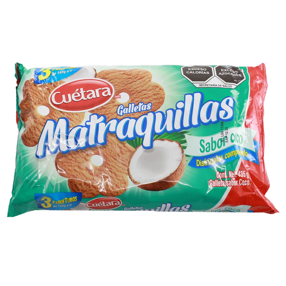 GALLETAS MATRAQUILLAS SABOR COCO CUETARA 435 GRAMOS