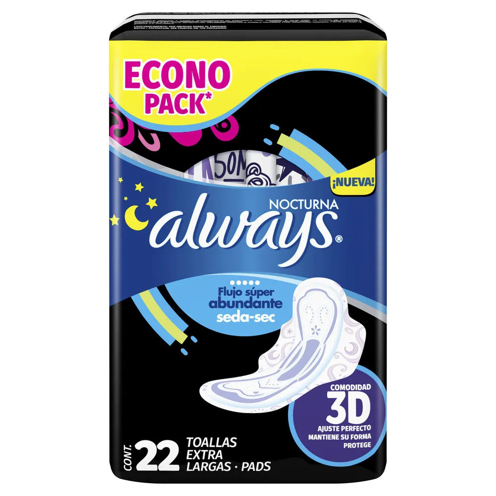 Toalla con Alas Nocturna Larga Seca Always 22 Pza