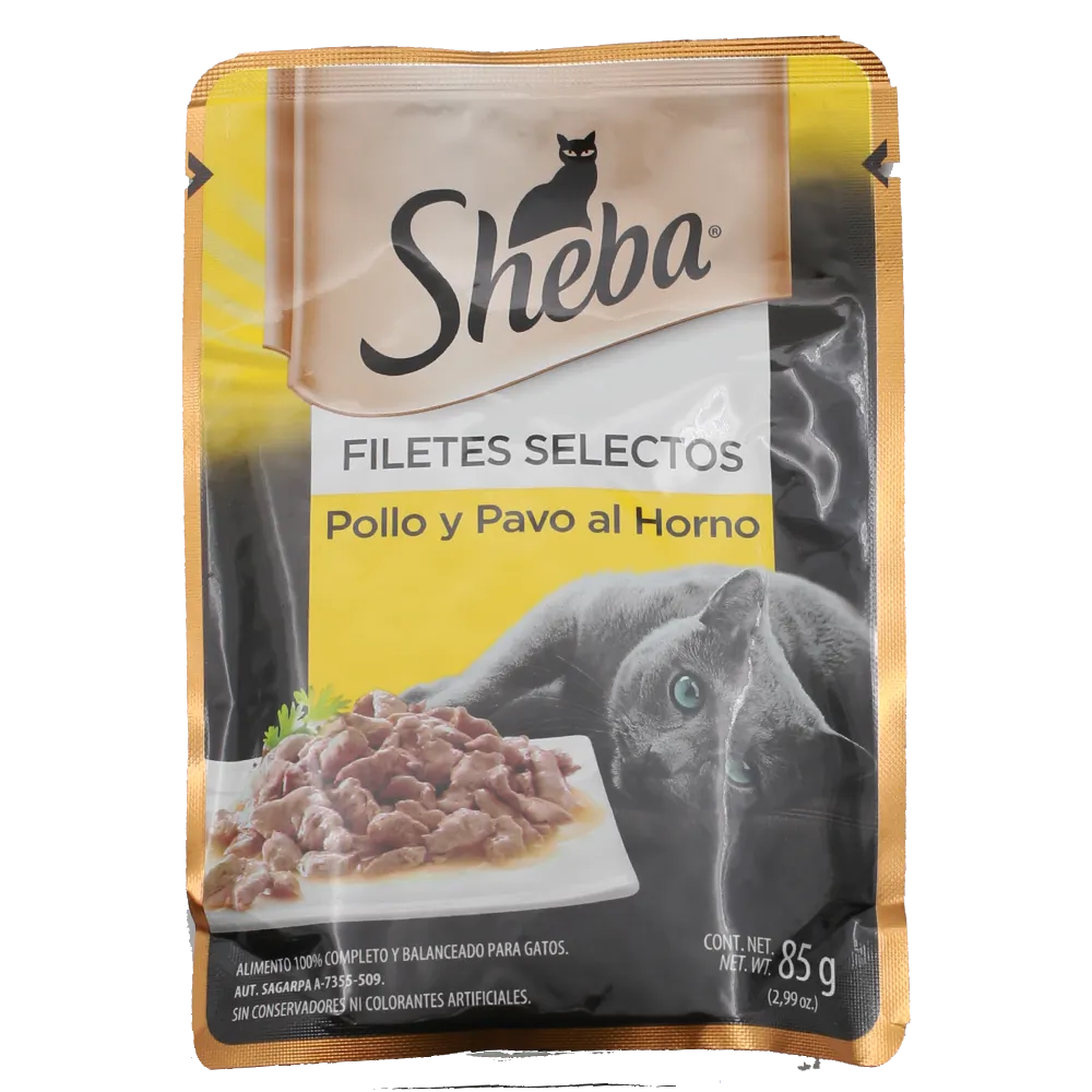Alimento Humedo Pouch Para Gatos Pavo Y Pollo Sheba 85 g