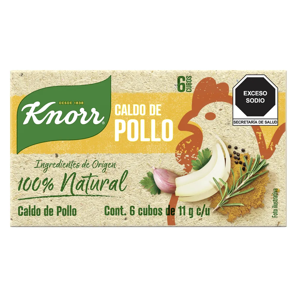 Caldo De Pollo Natural 6 Cubos Knorr 11 Gr