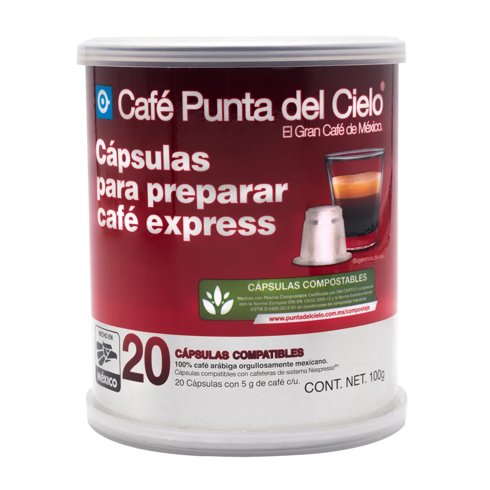 Capsulas De Cafe Lata Express Regular Punta Del Cielo 20 Cp