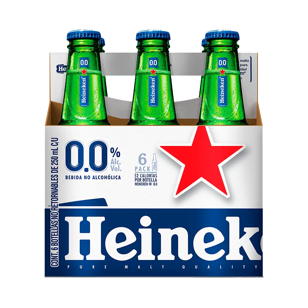 Cerveza Six Pack Botella Sin Alcohol Heineken 250 Ml