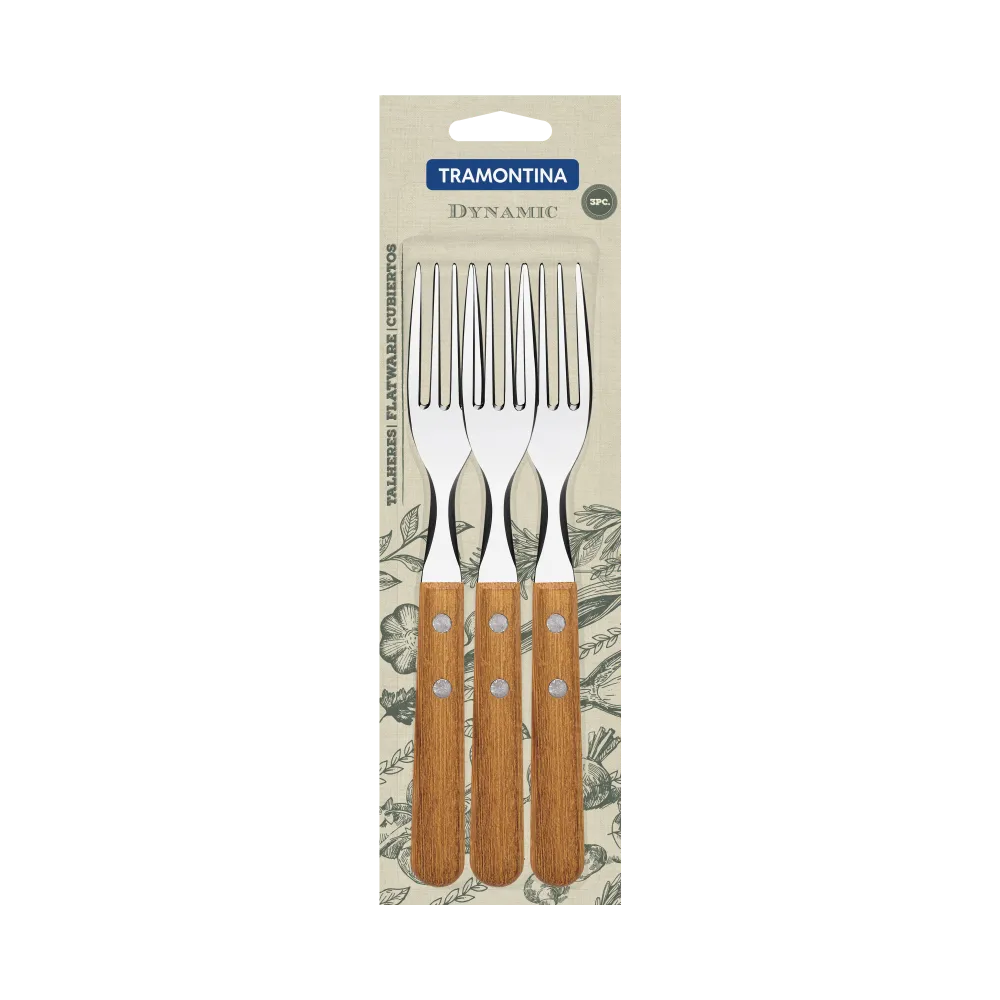 SET TENEDORES MANGO MADERA LINEA DYNAMIC 3 PZ MADERA TRAMONTINA 1 PIEZA