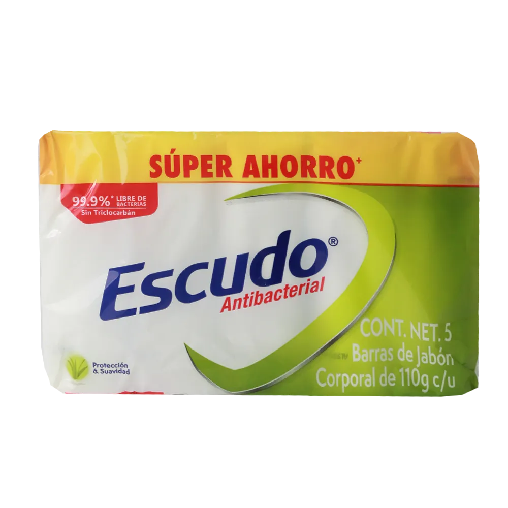 Jabon Barra 5 Pack Antibacterial Verde Escudo 110 g