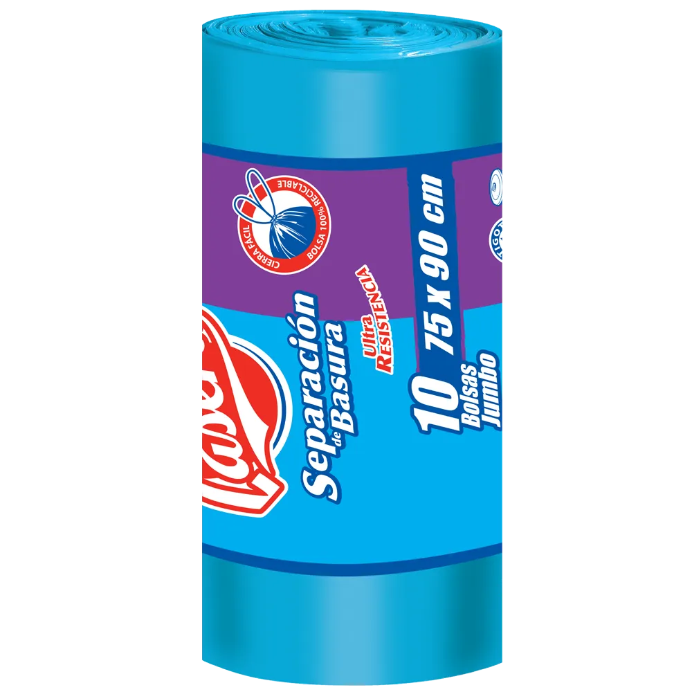 Bolsa Para Basura Ultra Resist con Jareta Rollo J 75X90 Azul La Casera 10 Pza