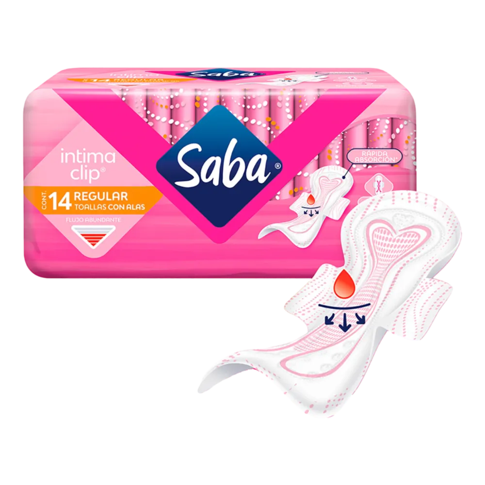 Toalla Alas Regular Intima Clip Saba 14 Pza