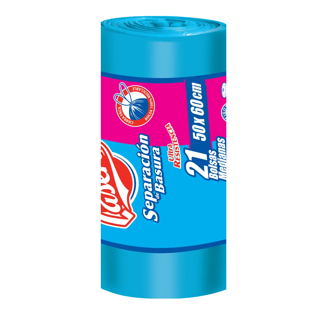 Bolsa Para Basura Ultra Resist con Jareta Rollo M 50X60 Azul La Casera 21 Pza