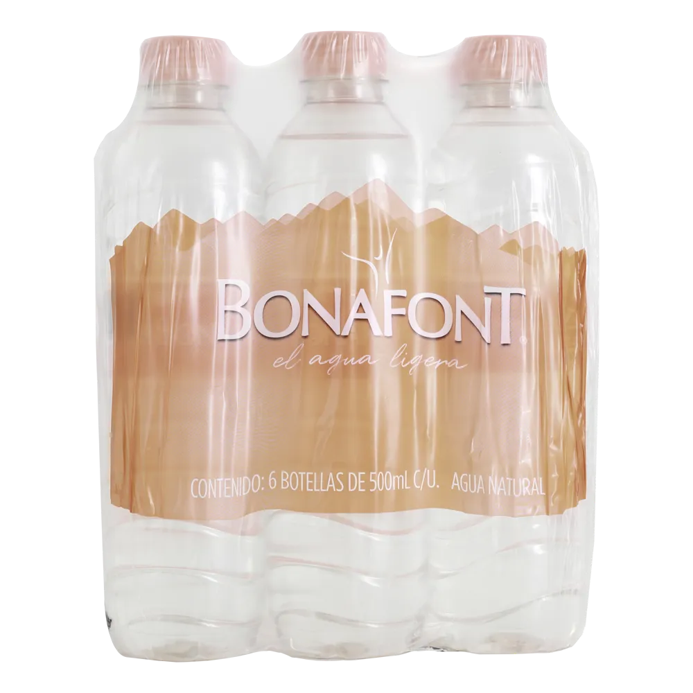 Agua Purificada 6 Pack Bonafont 500 Ml