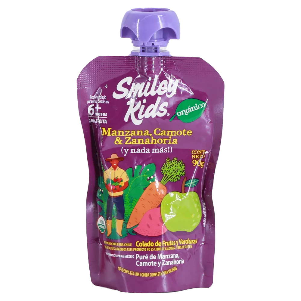Papilla Organica Manzana Camote Zanah Smiley Kids 90 g