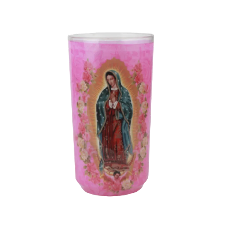 Veladora Chelero Virgen De Guadalupe Blanco Luz Eterna 1 Pza