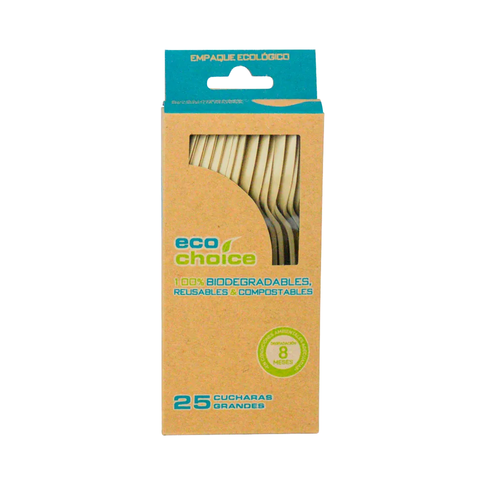 Cuchara Desechable Biodegradable Grande Beige Ecochoice 25 Pza