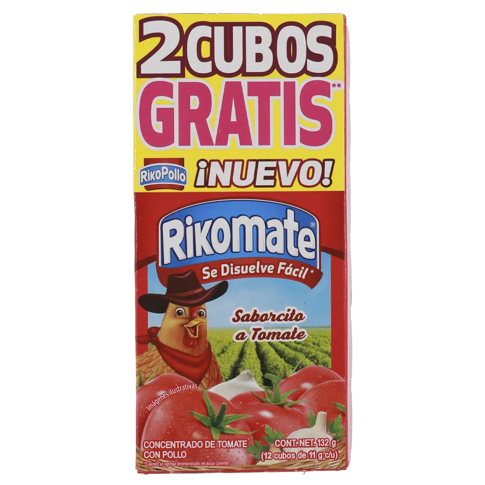 CONCENTRADO DE TOMATE 10 + 2 CUBOS RIKOMATE 132 GRAMOS