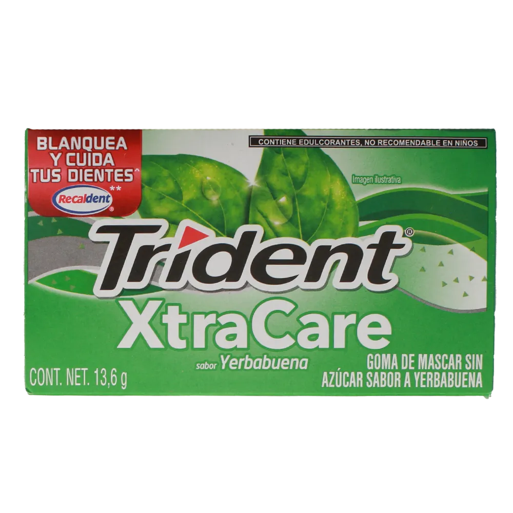 Goma De Mascar Yerbabuena 12 Pz Xtracare Trident 13.6 g