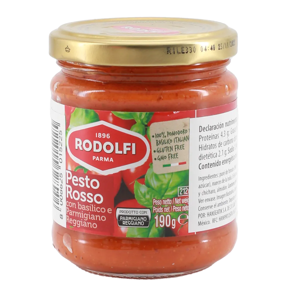 Pesto Rojo Con Albahaca Y Parmigiano Rodolfi 190 Gr