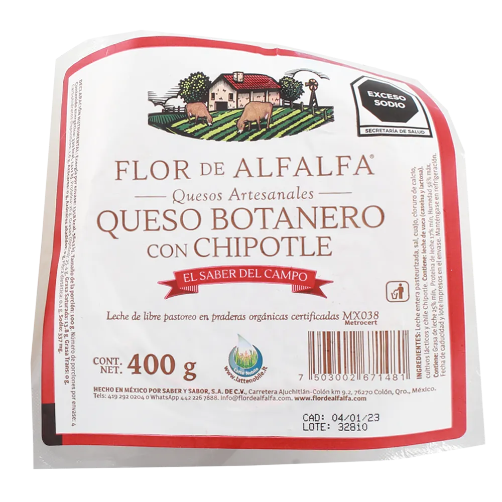 Queso Botanero Chipotle Flor De Alfalfa Flor De Alfalfa 400 g