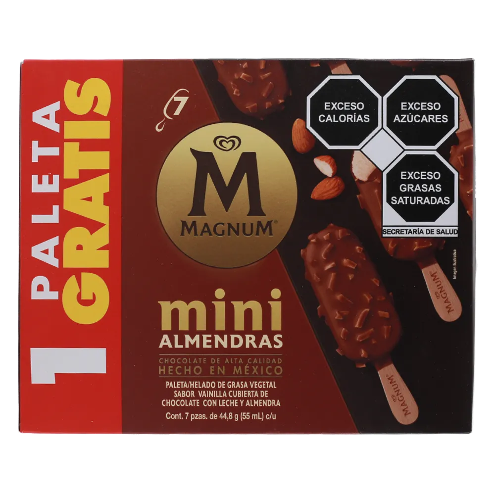 Paleta De Crema Mini Almendras Magnum 6 Pza