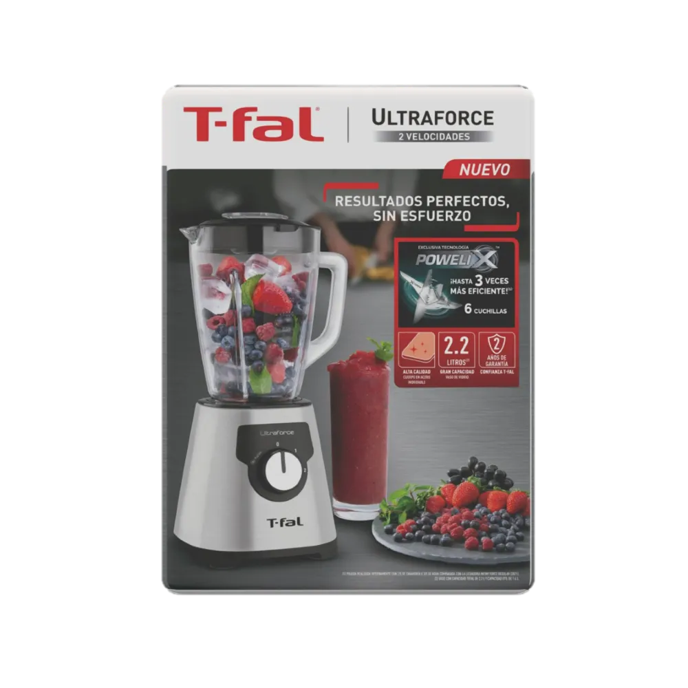 Licuadora Ultraforce 2 Velocidades Acero Inox T-Fal 1 Pz