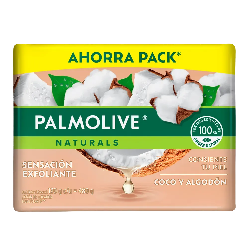 Jabon Barra 4 Pack Coco Y Algodón Palmolive 120 g