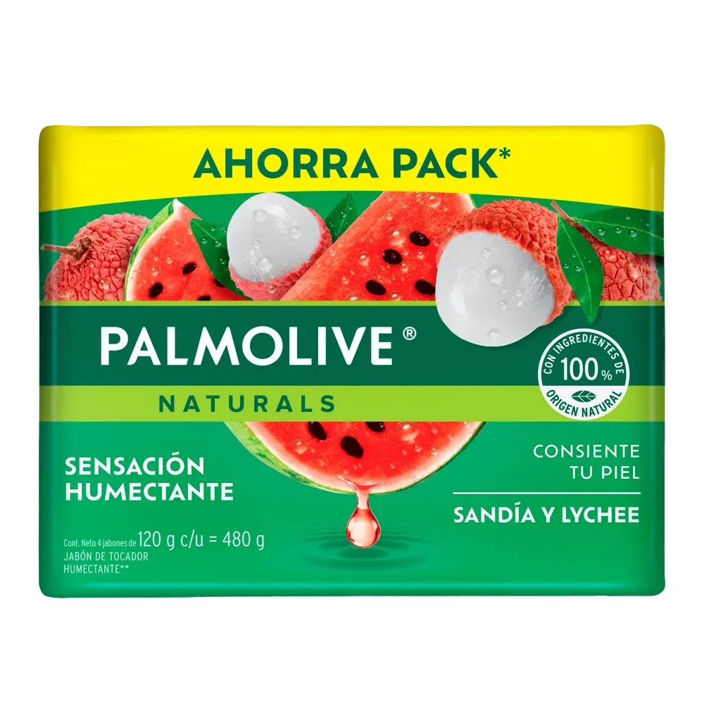 Jabon Barra 4 Pack Sandia Y Lychee Palmolive 120 g