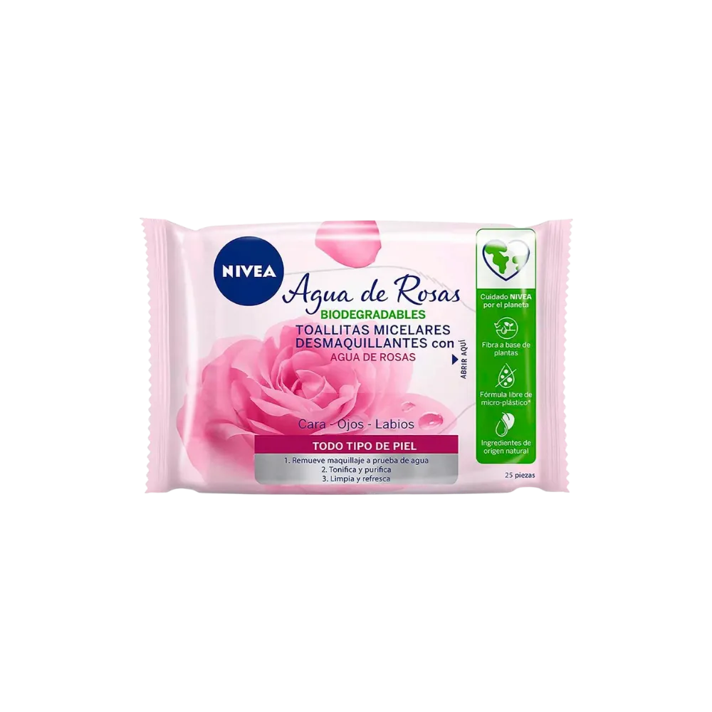 Toallitas Desmaquillantes Agua De Rosas Nivea 25 Pza