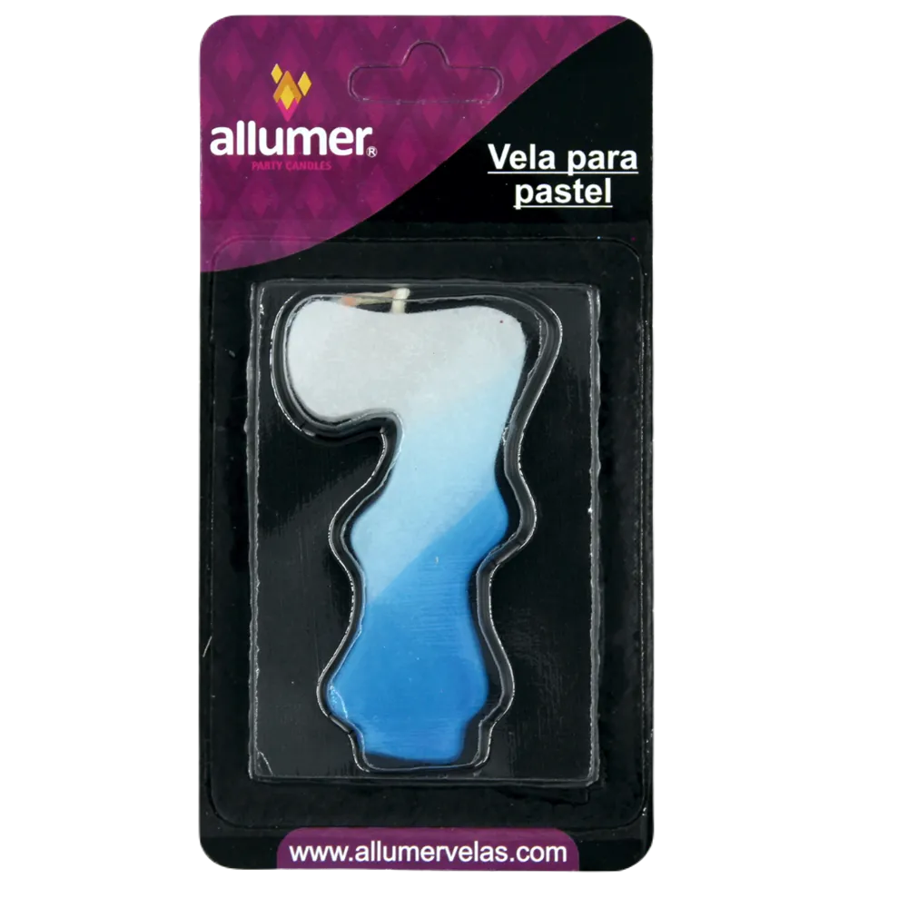 Vela Para Fiesta Numerica No. 7 Varios Colores Allumer 1 Pza