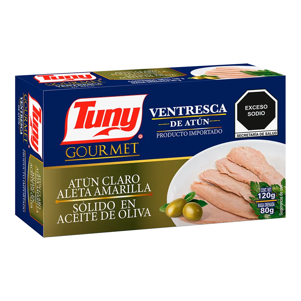 Atun Claro Aleta Amarilla Solido En Aceite De Oliv Tuny 120 g